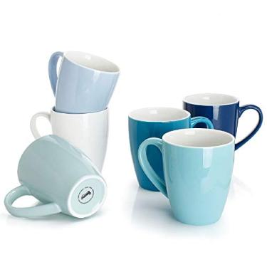 Imagem de Sweese Canecas de café de porcelana - 473 ml - Conjunto de 6, xícaras para latte, chá quente, cappuccino, mocha, cacau, multicolorido, azul cores sortidas