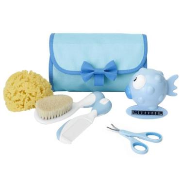 Imagem de Kit Higiene Bebê Criança Escova Pente Tesoura Estojo Termômetro De Ban