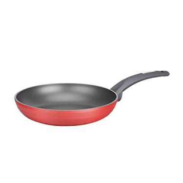Imagem de Frigideira média de 24 cm - Panela de cozinha estilosa antiaderente com cinza escuro por dentro e vermelho (funciona com modelo: NCCW12RED)"