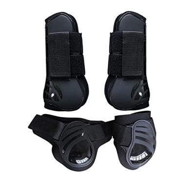 Imagem de shamjina 2 Pares de Botas Traseiras de de Pônei Dianteiras, Tendão de de Pônei Respirável E Absorvente de Fetlock para Treinamento, Sal, Black M