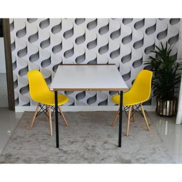 Imagem de Conjunto De Mesa Dobrável Retrátil 1,40 Branco/Noronha + 2 Cadeiras Ei