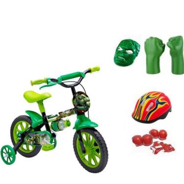 Imagem de Bicicleta Hulk Aro 12 Com Capacete E Proteção Luva E Mascara - Bk Kids