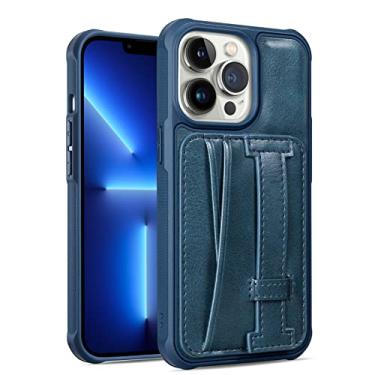 Imagem de zhouye Capa de cartão para iPhone 13/13 Pro/13 Pro Max, capa traseira fina com alça de pulso, bumper de silicone TPU macio à prova de choque capa de telefone anti-arranhões, azul, 13 6,1 polegadas
