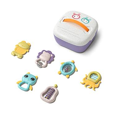 Imagem de Tingpai Conjunto de brinquedos pa bebês chocalhos mo edores Brinquedos de agar r Spin Shaking Bell Brinquedos de dentição com ca a de zenamento pa 0-12 meses Educação musical inf l inf l