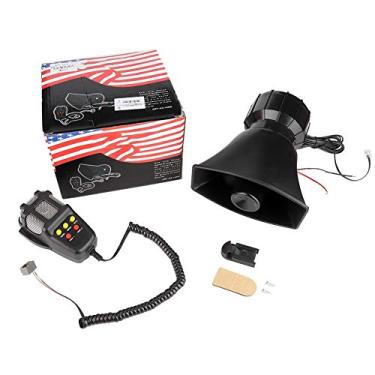 Imagem de Suuonee Buzina de alarme de carro, 115-130db 12V universal super alto alarme de aviso de 5 tons alto-falante de buzina de sirene com microfone