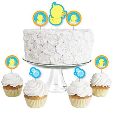 Imagem de Ducky Duck – Sobremesa de cupcake – Chá de bebê ou festa de aniversário Palhetas transparentes – Conjunto com 24