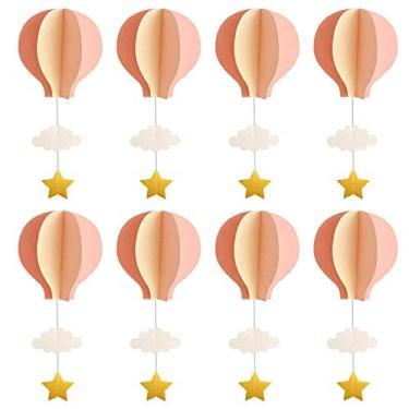 Imagem de Decorações de guirlanda de balão de ar quente - pacote com 8 balões de ar quente nuvem pastel tamanho grande guirlanda de papel 3D decorações suspensas para casamento, aniversário, chá de bebê, festa
