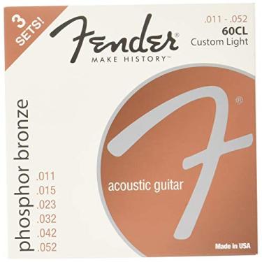 Imagem de Fender Cordas de guitarra acústica bronze fosfor, extremidade esférica, 60CL calibre .11-.052 - pacote com 3