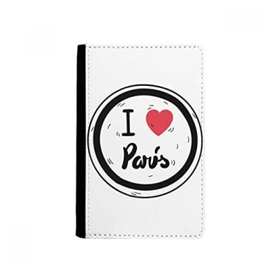 Imagem de Porta-passaporte com padrão de palavras I Love Paris Notecase Burse carteira porta-cartão, Multicolor