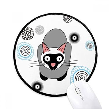Imagem de Mouse pad Siamese Kitten Cinza Gato Animal Desktop Escritório Tapete Redondo para Computador