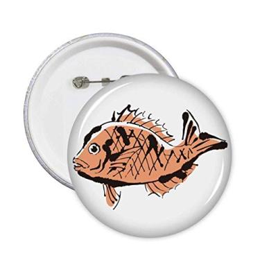 Imagem de Peixe Animal Desenho Animado Art Deco Presente Moderno Pinos Emblema Botão Decoração Acessório 5 peças
