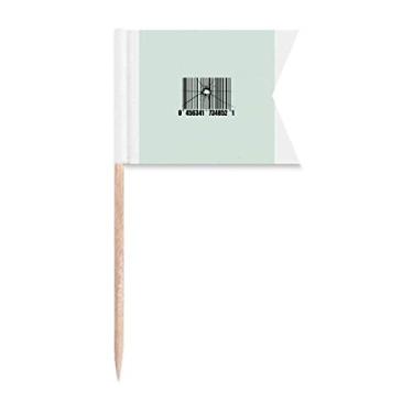 Imagem de Fratura de efeito de código de barras Art Deco presente bandeiras de palito de dente modernas marcações para bolo de festa prato de queijo