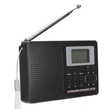Imagem de Rádio Portátil, FM AM SW MW LW TV Full Band Pocket Radio Player, Forte Recepção Mini Rádio Com Relógio Digital e Fone de Ouvido, Bateria de Longa Duração