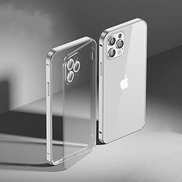 Imagem de Estojo de proteção de armação de metal de luxo com lente completa de vidro anti-queda, capa traseira transparente fosca para iPhone 13 12 11 Pro Max Mini Case, tira, para iPhone 12 Pro