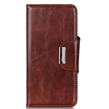 Imagem de YINGDAFENG Capa para Google Pixel 7 Pro, capa de couro PU premium TPU amortecedor com suporte de cartão função de suporte de absorção magnética flip carteira, marrom