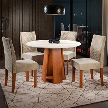 Imagem de Conjunto Sala de Jantar 1 Mesa Redonda com 4 Cadeiras Beatriz Espresso Móveis