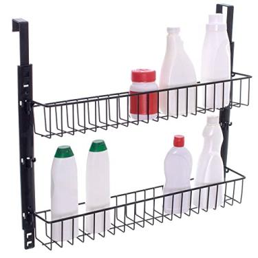 Imagem de Cesto organizador aramado duplo para porta e parede Preto com Preto