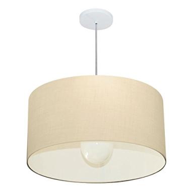 Imagem de Lustre Pendente Cilíndrico Cúpula Tecido 55x25 cm, Vivare Iluminação, Pendente4207 LA, Algodão Cru, Médio