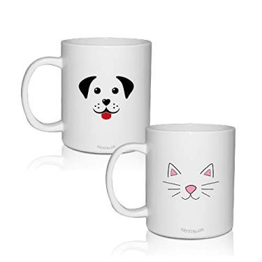 Imagem de Kit 2 Canecas Brancas Personalizadas para Dia das Crianças Cão e Gato