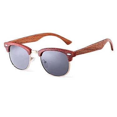 Imagem de Óculos de Sol Artesanal Madeira HU WOOD Moda Retro Polarizados com Proteção Uv400 (C4)