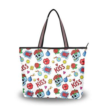Imagem de Bolsa tote com alça superior colorida estilo arte pop bolsa de ombro para mulheres, Multicolorido., Large