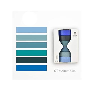 Imagem de Washi Tape - Kit com 6 unidades, Cor Coud Blue Green, 3 metros cada, 0.9cm de espessura - JD002-23