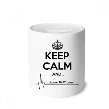 Imagem de DIYthinker Caixa divertida preta com citação Keep Calm Porta-moedas de cerâmica para presente de cofrinho