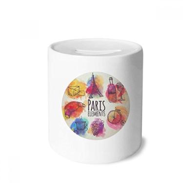 Imagem de DIYthinker Caixa de moedas de cerâmica colorida França Torre Eiffel Paris porta-moedas presente de cofrinho