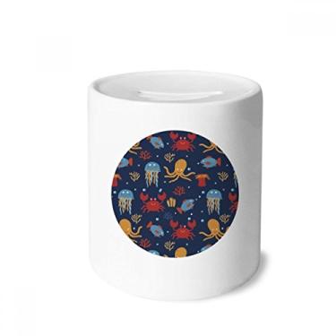 Imagem de DIYthinker Caixa de moedas de cerâmica de caranguejo de água-viva para presente de cofrinho