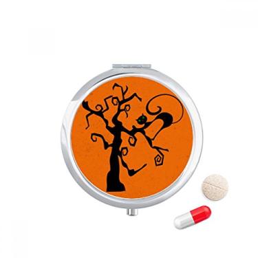 Imagem de Caixa de comprimidos laranja Hallowmas de árvore de gato para Halloween Caixa de armazenamento de remédios