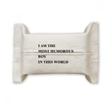 Imagem de I Am The Humorous Boy Suporte de capa de papel para lenços faciais Saco de linho de algodão
