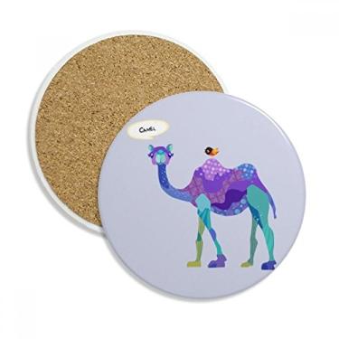 Imagem de Caneca de porta-copos azul com desenho de pássaro roxo da Camel, pedra absorvente de proteção de mesa
