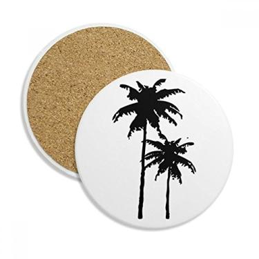 Imagem de Contorno de coqueiro, planta, porta-copos, copo, copo, copo, proteção de mesa, pedra absorvente