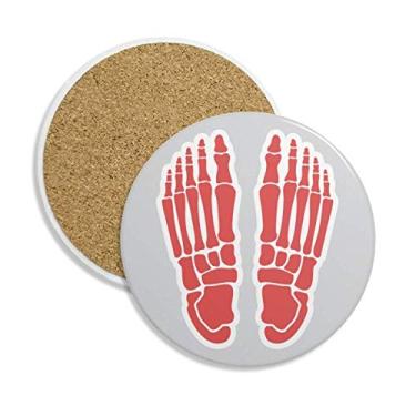 Imagem de Ilustração do corpo humano, pé de osso, porta-copos de cerâmica, suporte para caneca, pedra absorvente para bebidas, presente de 2 peças