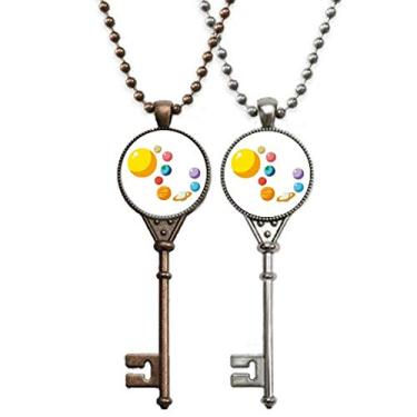 Imagem de OFFbb-USA Planetary Bodies Sistema Solar Chaveiro Colar Pingente Joias Decoração de Casal