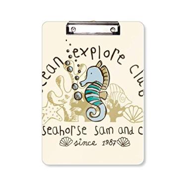 Imagem de Hippocampus Marine Life Padrão de Desenho Prancheta Pasta de Escrita Placa de Apoio A4