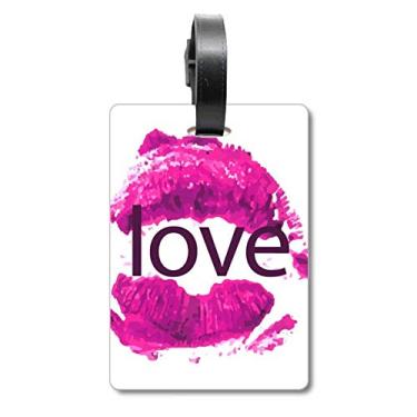 Imagem de Dia dos Namorados Pink Lip Love Mala Etiqueta Etiqueta Cartão de Bagagem Etiqueta Scutcheon Etiqueta