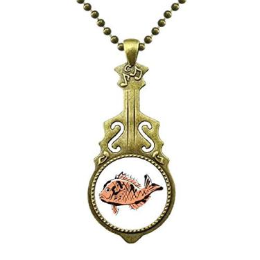 Imagem de DIYthinker Colar de peixe com desenho animado Art Deco, moderno, colar de guitarra antiga, pingente de música