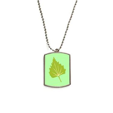 Imagem de DIYthinker Colar com pingente de identificação de cachorro de aço inoxidável com folhas de álamo