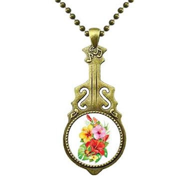 Imagem de DIYthinker Colar de flores buquê de borboleta, melhor desejo, joia antiga de violão pingente de música