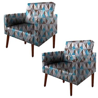 Imagem de Kit Poltrona Nina Story C/Botoes Strass Triangulo Azul