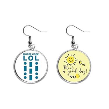 Imagem de Morse Code Laughter Line Expressions Brinco de flor de sol joia moderna