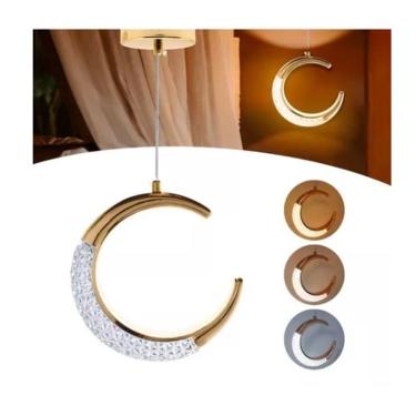 Imagem de Luminária Pendente Led Lua Crescente Minguante Cristal Pendente Moderno