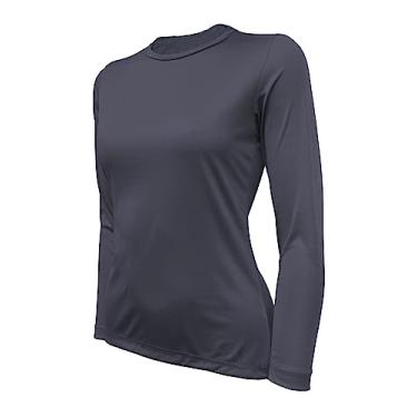 Imagem de Camiseta Feminina Skube Com Proteção UV 50+ Dry Fit Segunda Pele Térmica Tecido Termodry Manga Longa - Cinza Chumbo - PP