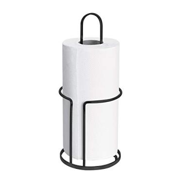 Imagem de Porta Papel Toalha Preto Suporte Laminado Guardanapo Rolo Organização Cozinha