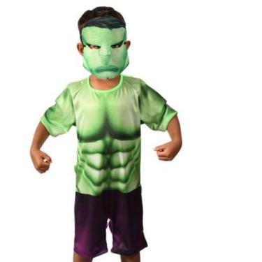 Imagem de Fantasia Infantil Marvel  Incrível Hulk Vingadores Roupa Luxo Com Másc