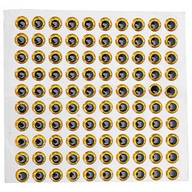Imagem de HERCHR Olho de isca de pesca, 100 peças 9 mm 3D adesivo olho de peixe leve e delicado isca de pesca olhos gota plástico faça você mesmo isca de pesca para pesca (dourado)