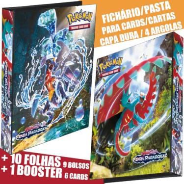 Imagem de Pasta Fichário Álbum Capa Dura Pokémon Escarlate E Violeta Fenda Paradoxal Ǥarchomp Lua Estrondo 4 Argolas + 10 Folhas + 1 Booster Com 6 Cards Cartas
