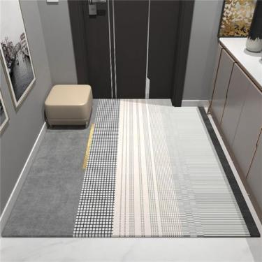 Imagem de Tapete de porta multicolorido, resistente à poeira, tapete de entrada para casa, varanda no portão, grade cinza, 140cm x 200cm