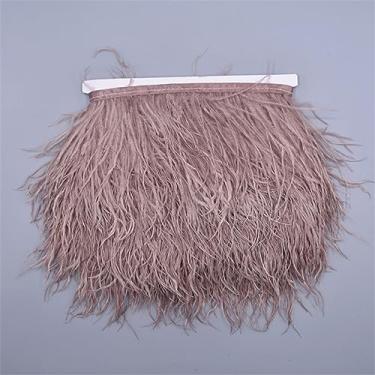 Imagem de 10 metros de penas de avestruz na fita 8-10 cm franja de saia em fita guarnições de penas de avestruz guarnições de costura cor 15